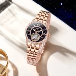 Women’s Watch Automatic Diamond Tourbillon Luxury Fashion Stainless Steel Waterproof Luminous Wrist Watches for Ladies Gift Rose Gold/Starry Sky Blue/Silver - Image 8