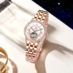 Women’s Watch Automatic Diamond Tourbillon Luxury Fashion Stainless Steel Waterproof Luminous Wrist Watches for Ladies Gift Rose Gold/Starry Sky Blue/Silver - Image 9
